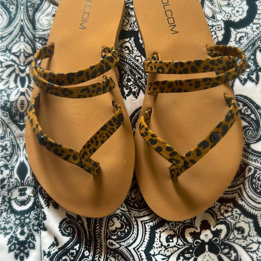 Volcom Women's Tan Leopard Sandals